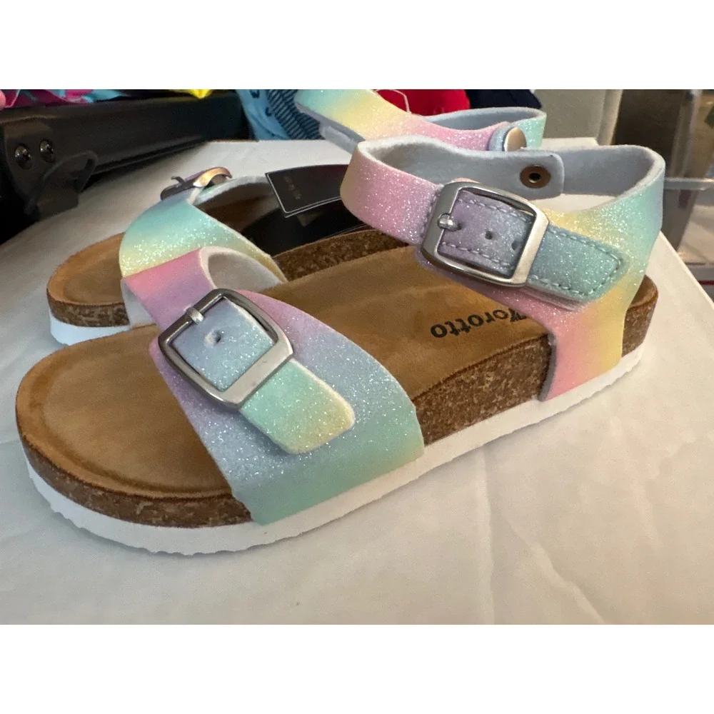 Torotto Girls Rainbow Glitter Ombre Cork Sandals Size 29 US 11.5 Little Kid